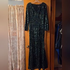 Green Sequin Evening Gown